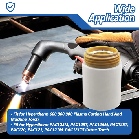 Retaining Cap For Plasma Cutter Torch Fit For Hypertherm 600 800 900 Series shown in wide application use