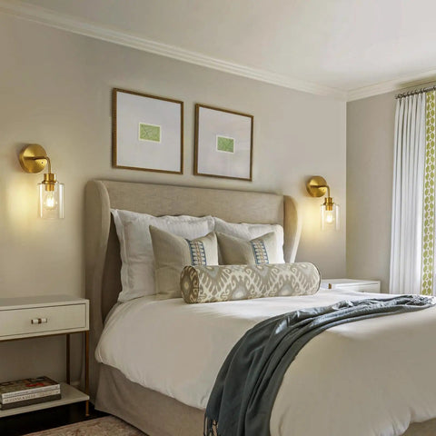 Battery Operated Wall Sconce Set Of Two With Remote Dimmable Wireless Cordless Gold Wall Lights 3000K Warm White Modern Lamps in bedroom