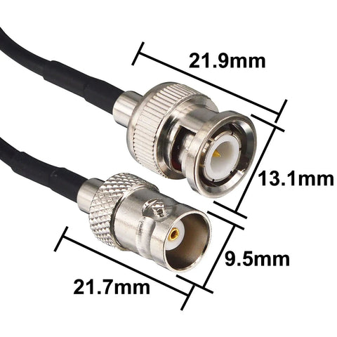 BNC Male To Female Extension Cable 16 Ft RG174 50 Ohm For SDI Video CCTV Systems Security Cameras Monitors And DVRs Close-up