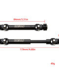 Beefy 84mm Hardened Steel RC Crawler Driveshafts Upgrade for 1 To 10 Scale Axial SCX10 Capra D90 CC01 Tamiya Redcat Gen8 Not Compatible With TRX4 Stock Transmission., 84mm driveshaft with 119mm extended view, M4 ends