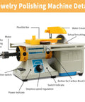 Mini Table Saw For Rock And Jewelry Making With Flexible Shaft 0 To 10000 RPM showing labeled components for detail