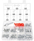 All In One 70 Pcs Grease Fittings Kit With SAE And Metric Zerk Nipples, Includes Needle Gun Tips in organized plastic case