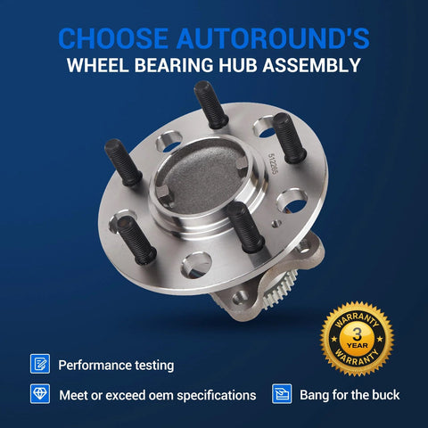 Front view of Rear Wheel Hub And Bearing Assembly 5 Lug ABS Pair Fit For Hyundai Sonata 2006 2009 And Kia Optima 2006 2010 Replaces 527303K000 512265 OEM Quality Wheel Hub Kit.
