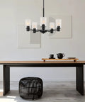 Cedar Lane 5 Light Chandelier In Brushed Nickel, 25 Inch Ceiling Fixture For Kitchen Dining Room, Model D236M 5CH BN, modern ambiance