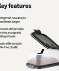 Pet Food Storage Container Set 30lb and 10lb With Scoop, Airtight BPA Free Plastic Bins For Dogs And Cats, open lid showing kibble