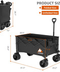 Beast Of A Heavy Duty Collapsible Wagon Cart With Folding Wheels For Grocery Camping And Garden Use, 360 Degree Front Wheels shown