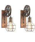 Vintage Industrial Wall Sconce Set Of Two For Rustic Farmhouse Bedroom And Hallway Lighting Hard Wired Bedside Lamps With Red Bronze Finish