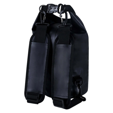 Back view of Go-To Premium Waterproof Dry Bag Backpack For Kayaking And Outdoor Adventures showing straps and double-lock opening