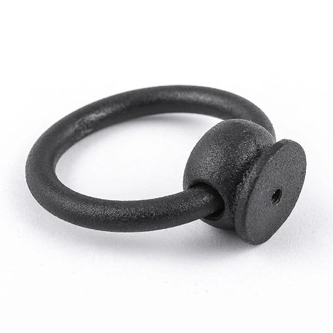 Close-up of 2-Inch Black Wrought Iron Cabinet Handles And Drawer Pulls Antique Style With Mounting Hardware for Kitchen Cabinets and Furniture