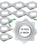 Rock Solid 6 Inch Lazy Susan Hardware 10 Pack Square Turntable Bearing Plate Zinc Plated Steel with smooth rotation.