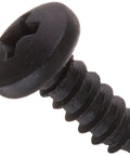 Badass High Strength Steel Sheet Metal Screws With Phillips Pan Head And Black Oxide Coating, Type AB Point Bites Clean Into Thin Metals, Number 10 By Half Inch Long, Hella Durable Bulk Pack Of One Hundred Pieces, close-up view.