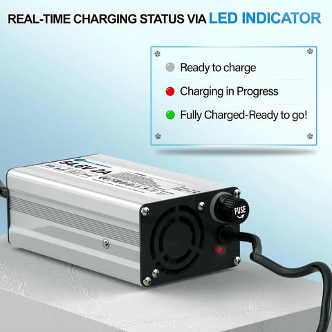 54.6V 2A Charger For 48V Lithium Ion Battery Ebike Electric Bike Electric Scooter Hoverboard Replacement With 6 Connectors, Safe Smart Charging, Aluminum Housing, Quiet Cooling Fan, High Quality Components