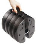 Heavy Duty Canopy Weights Set With Lock Design Pre Filled Cement 4 Pack Totaling 26.4 Lbs with carry strap detail