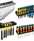 4-Piece Wall Mount Tool Organizer Set With Screwdriver Organizer, Wrench Holder, Pliers Holder, Hammer Rack, galvanized steel