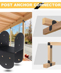Four Pack 4 By 4 Deck Post Cap Tie Brackets With 3.6 By 3.6 Inner Size 14 Gauge Steel Post Base Anchors For Wood Posts