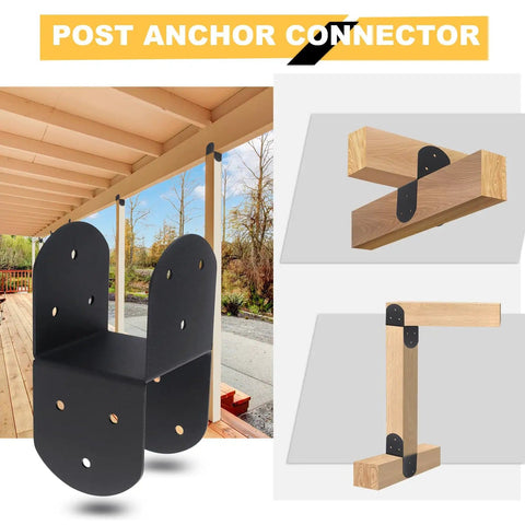 Four Pack 4 By 4 Deck Post Cap Tie Brackets With 3.6 By 3.6 Inner Size 14 Gauge Steel Post Base Anchors For Wood Posts