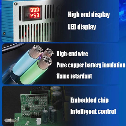 High Performance 24v Battery Charger With Selectable 30 40 Or 50 Amp Output For Lead Acid Batteries with LED display and embedded chip.