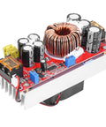 1500W Boost Converter Step Up Module DC To DC Adjustable Voltage Regulator 10V To 97V Output close-up view showcasing components and structure.