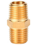 Beefed Up Solid Brass Hex Nipple Pipe Fitting, 1/4in NPT Male to Male, Durable Adapter for Hose and Pipe Systems