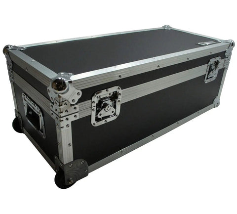 Midsize Drum Hardware Case Heavy Duty Hard Shell Utility Tote For Serious Gear Hauling Durable Plywood Road Transport Box shown at an angle with casters