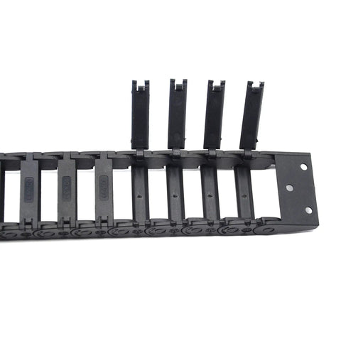 Open Type Drag Chain Cable Carrier 10x30mm, 1 Meter Length, Black Plastic, R18 With End Connectors for CNC and 3D Printers