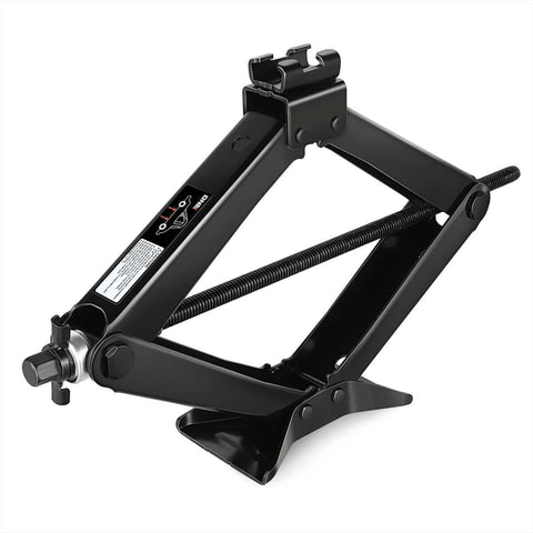 2 Ton Car Scissor Jack With Labor Saving Ratchet Wrench For Most Cars, Adjustable Lift From 3.85 To 17.4 Inches, black metal