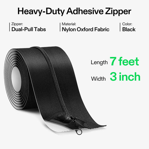 Pro Grade Heavy Duty Self Adhesive Zipper Door For Debris Barriers 3 Inch By 7 Foot Peel And Stick Double Sided Zipper black roll