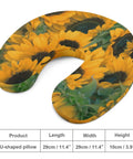 Custom U Shaped Pillow With Personal Photo Text Print Personalized Memory Foam Neck Pillow For Travel And Nap Comfort In Plane Car Home And Office Create Your Own Design with sunflower pattern.