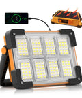 Super Bright 120W Solar Rechargeable Work Light With 144 LEDs Providing 10000LM Four Modes Portable Flood Light With Stand IP66 Waterproof