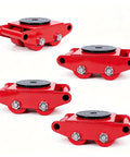 Heavy Duty 4PCS Machine Skates For Big Rig Moves with 8 ton capacity, red carbon steel and 360 degree swivel PU casters.