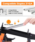21 Gauge Pneumatic Upholstery Stapler With Continuous Firing Mode for 80 Series Staples Half Inch Crown shown loading staples