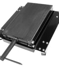 Center Scissor Lift Motorcycle Floor Jack with Wheel Cart Dolly Table Stand 1100 lbs capacity, black steel deck, front view