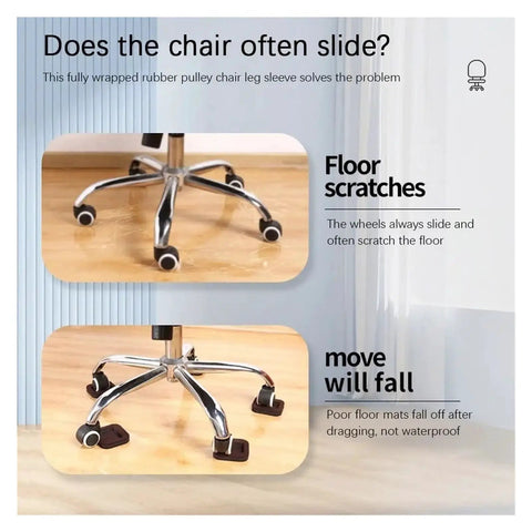 Set Of 15 Rubber Chair Wheel Stoppers And Caster Cups Floor Protectors For Office And Home in use on chair wheels