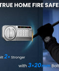 2.5 Cu Ft Steel Digital Safe Box For Home And Office Security showing electronic lock and anti-pry test with bolt