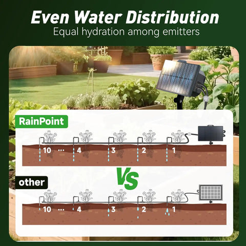 Solar Powered Drip Irrigation Kit With No Fuss Rechargeable USB C Power For Indoor And Outdoor Garden Use, Easy Setup