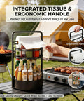 Rotating Spice Rack With Paper Towel Holder, 2 Tier Lazy Susan For Spices And Seasonings on outdoor table