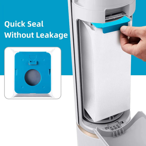 8 Pack Dust Bags For Bespoke Jet Cordless Stick Vacuum Cleaner 2.5L Large Capacity Automatic Dust Collection Compatible With All In One Clean Station Replacement, showing quick seal and prevention of leakage.