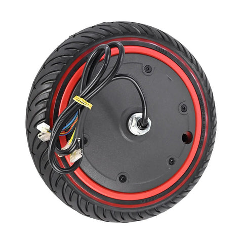 Front Wheel 36V 350W Motor For Electric Scooters 8.5 Inch Air Filled Tire Replacement showing back view with wiring