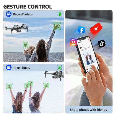 Gesture control feature of the Beginner Friendly Foldable Camera Drone With 1080P Video For Indoor And Outdoor Fun.