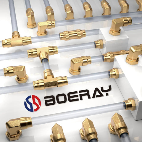 Beefy 26 Piece Brass DOT Air Line Fittings Straight Union Kit with 1/4, 3/8, and 5/16 inch tubing push-to-connect fittings