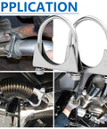 2.5 Inch U-Bolt Exhaust Clamp Saddle Style For Muffler Piping, corrosion-resistant metal, installed on exhaust pipes