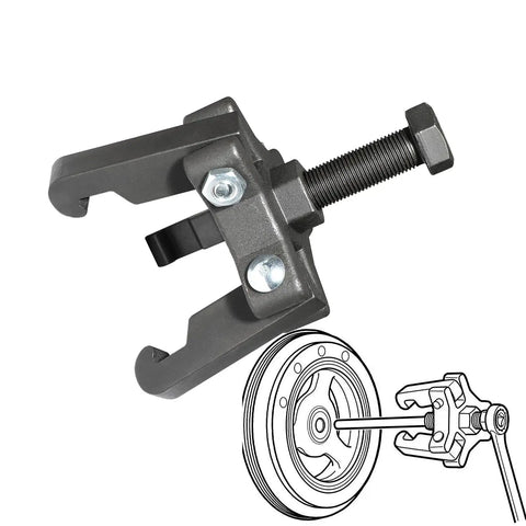 Heavy Duty Harmonic Balancer Puller Kit With 6 Jaw Design for easy damper removal, shown with thick jaws and pulley schematic.