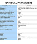 Technical parameters table for Straight Up Reliable Dc Contactor Power Relay Switch For Ev Chargers, highlighting specifications.
