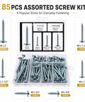 8 Gauge Truss Head Washer Self Tapping Screw Kit 85 Pc Heavy Duty Assorted Screws with Sizes 5/8 Inch to 2 Inch display