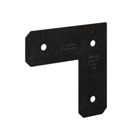 Black Powder Coated L Strap For 4x4 Posts ZMAX Galvanized 12 Gauge Steel Avant Collection Outdoor Accents Decorative Bracket Pack Of 8