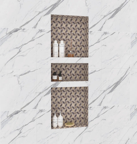 Shower Niche Recessed Shelves For Bathroom 16 By 40 Inches ABS Plastic Waterproof Storage Niche With Large Space And Rounded Edges