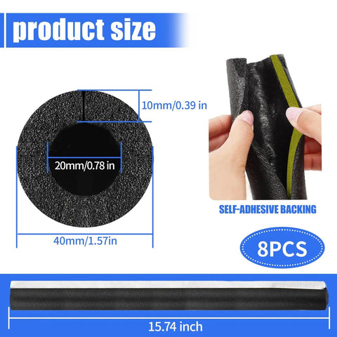 8 Pack Three Quarter Inch Foam Pipe Insulation Tubes With Self Adhesive Pre Slit Covers Polyethylene product size details