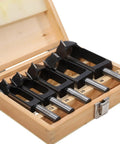 Top Shelf Wood Plug Cutters Set Gonna Make Your DIY Projects Dead Easy With Five Pro Grade Drill Bits in carry box.