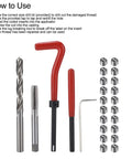 Heavy Duty M8x1.25 Thread Restore Kit With Drill Bit Twist Reamer And Hex Wrench For Screw Hole Repair And Motor Machine Maintenance Hand Tools That Fix Stripped Threads Like A Boss Without Hassle. M8x1.25 repair kit with drill bit, tap, insert tools and coil inserts