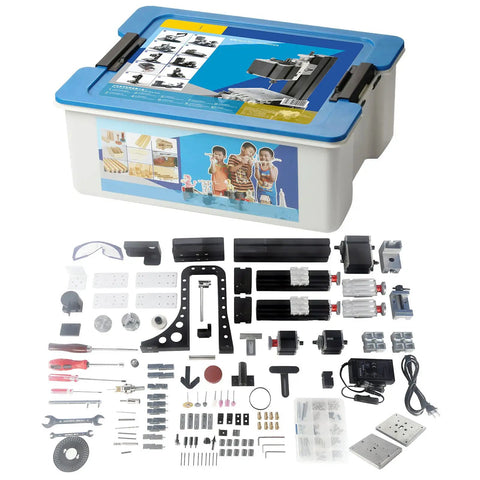 Get your hands on this sweet FTVOGUE 10 In 1 Mini Lathe Combo Machine Tool with 60W motor components and accessories in storage box.